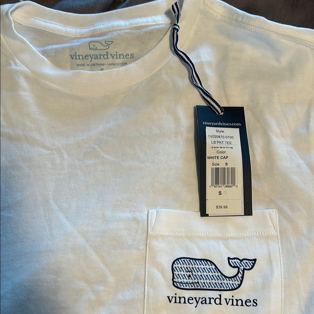 Vineyard Vines White Tee with Whale Graphic